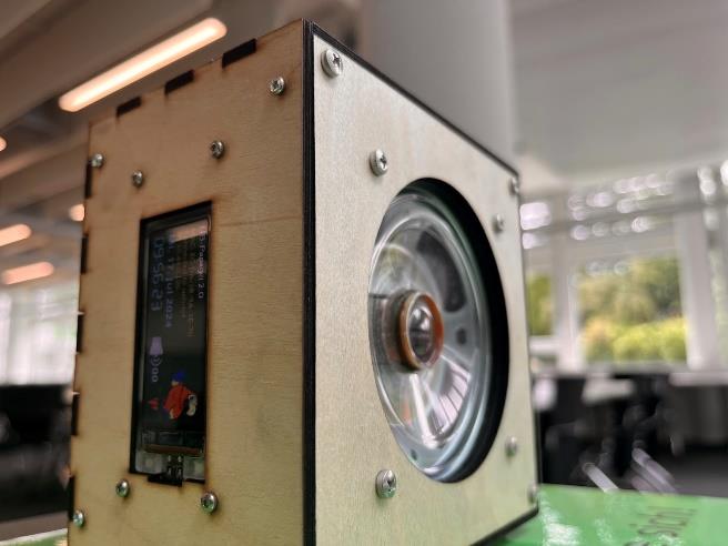 Papagei 2.0 im Holzgehäuse mit Lautsprecher